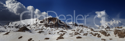 panorama of snowy winter mountains