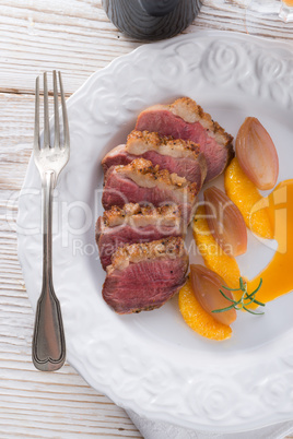 goose's fillet with orange sherry sauce
