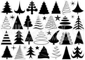 Set of different Christmas trees