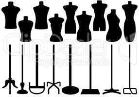 Set of different tailor's mannequin