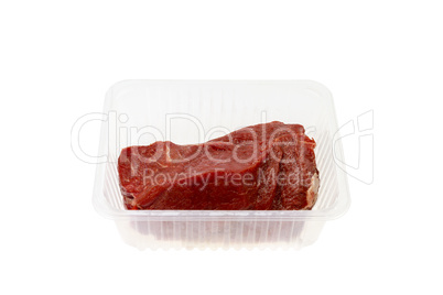 raw beef in plastic dish