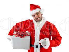 Young Santa Claus with gift box