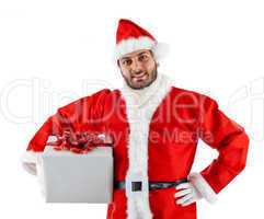 Young Santa Claus with gift box