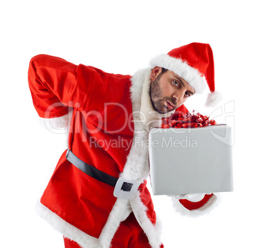 Young Santa Claus with gift box