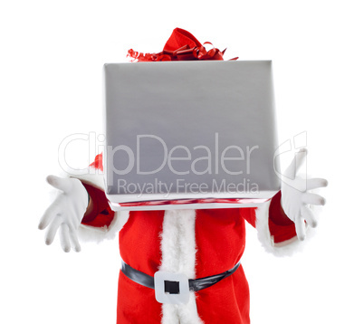 Young Santa Claus with gift box