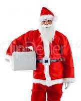 Young Santa Claus with gift box