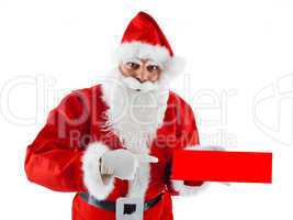 Young Santa Claus with signboard