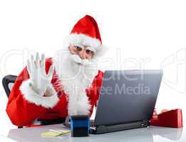 Young Santa Claus with notebook