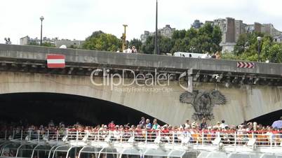 Cruise boat on the beautiful River Seine, Paris with sound(PARIS BOAT TOURS--3d)