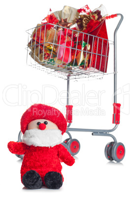 Shopping cart with Christmas gifts