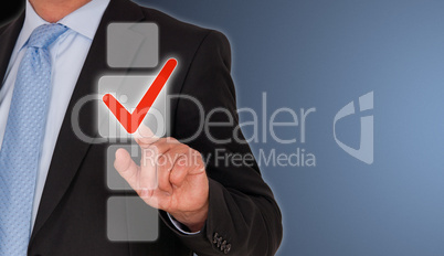 Businessman with red check box