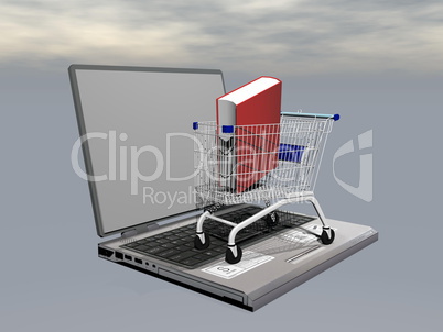 e-shopping for book - 3d render