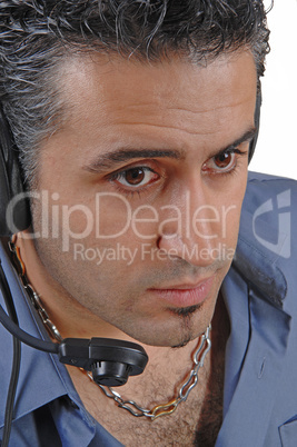 headshot with headphone.