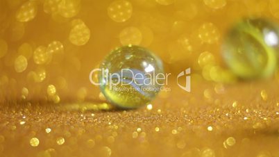 Glittering golden marble balls