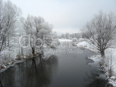 beautiful landscape with winter river