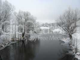 beautiful landscape with winter river