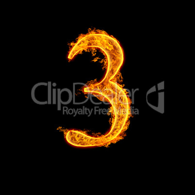 fire alphabet number 3 three