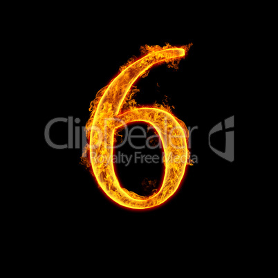 fire alphabet number 6 six