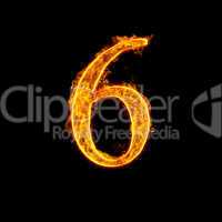 fire alphabet number 6 six