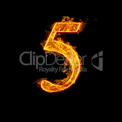 fire alphabet number 5 five