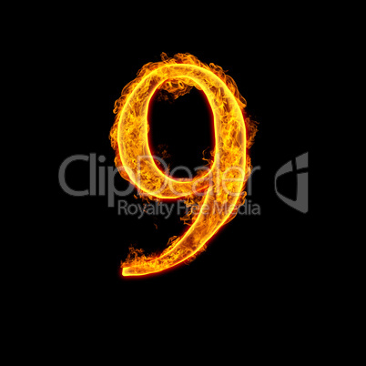 fire alphabet number 9 nine