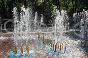 fountains in city park