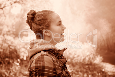 autumn portrait of a beautiful girl