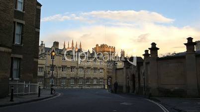 A sunset street view of Oxford University, UK.(OXFORD UNI STREET SCENE-32)