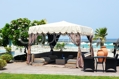 hut at the beach at luxury hotel, fujairah, uae