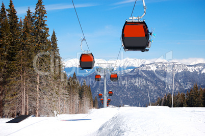 cableway cabins at the popular ski resort in slovakia