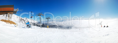 panorama of a slope in strbske pleso ski resort, high tatras, sl