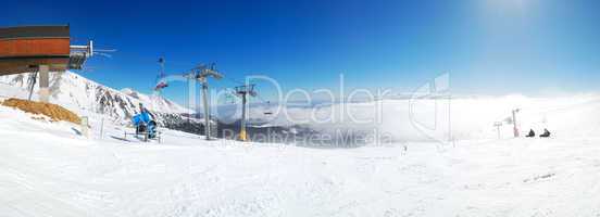panorama of a slope in strbske pleso ski resort, high tatras, sl
