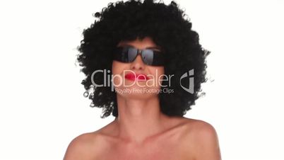 smiling woman with an afro hairstyle