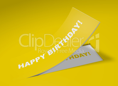 3D Etikett Gelb - Happy Birthday!