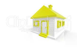 3D Haus Gelb Weiß