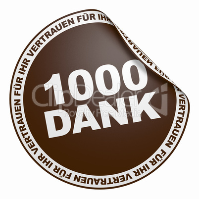 3D Aufkleber Dunkelbraun - 1000 Dank