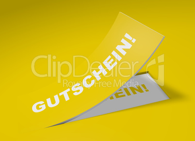 3d etikett gelb - gutschein!