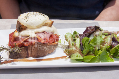 baked ham sandwich and salad