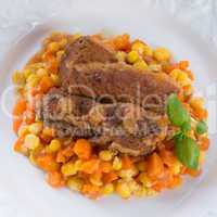 ribs with carrots and maize