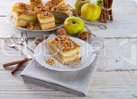 apple strudel with vanilla pudding and nuts