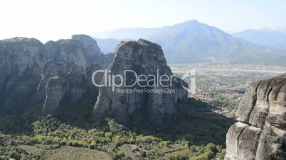 View from above on the  Meteora and Kalambaka village, Greece