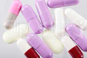 macro shot of many colorful pills
