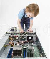 child swapping fan on server