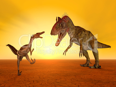 Die Dinosaurier Velociraptor und Cryolophosaurus