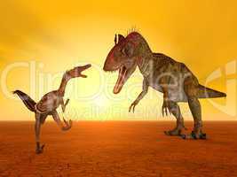 Die Dinosaurier Velociraptor und Cryolophosaurus