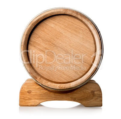 Wooden barrel on the stand