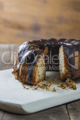 cake with chocolate glaze