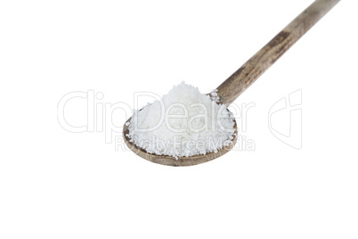 sea salt on wooden spoon