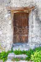 old locked wood door