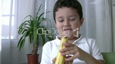 Child eating banana